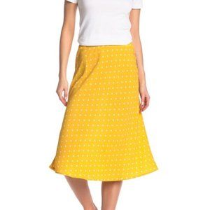 Know One Cares Polkadot Bias Midi Yellow Skirt